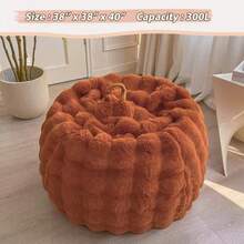 LIFEREVO - Puf de piel sintética esponjosa de conejo sin relleno acogedora felpa mullida de almacenamiento de animales de peluche grande puf peludo para niños y niñas y adultos de 3 pies color - Naranja Quemada - Ver 5