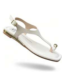 Moleca Women's Flat Sandal With Ring And Rhinestones 5559.103 - 白色關閉 - 查看 5