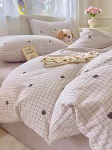 3件套涤纶复古格子印花床上用品套装，适合男孩/女孩宿舍，拉链封口，四季皆宜，柔软透气，适用于宿舍床、单人床、双人床、特大床、卧室（包含1个被套、2个枕套，不含填充物） - 彩色 - 查看 9