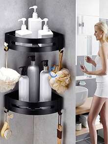 1/2/3 Pcs Bathroom Storage Rack, Bathroom Organizer, Indoor Shower Rack, Shampoo Wall Mount Rack, Space-Saving Triangular Corner Shelf, Bathroom Triangular Shelf, Drill-Free Wall Mounted Shower Caddy, Shower Basket, Large Capacity, Kitchen Bathroom Storage Box, Floating Bathroom Kitchen Shelf, Space-Saving, Easy Installation - Multicolor 2 - View 4