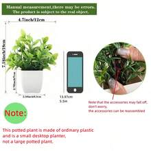 1/2/3/4个白色花盆，配小型仿真植物，包含花盆，适用于室内家居装饰、办公室、浴室和卧室，配有塑料桉树和迷你小麦草，是桌面仿真植物装饰的理想之选。 - 綠色 - 查看 2