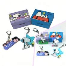 SNOOPY 1个创意亚克力查理卡通动漫钥匙扣挂件，送给粉丝、家人和朋友的完美小礼物，情人节礼物，新年礼物，复活节礼物[随机款式] - 彩色 - 查看 2