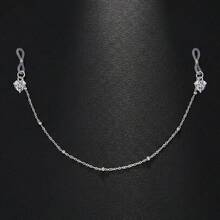 女士锆石假乳环身体链，精致水滴珍珠吊坠，无需穿孔，可调节身体链，身体饰品 - 銀色 - 查看 8