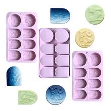 1pc 8-Cavity Oval Shaped Embossed Silicone Soap Mold, Suitable For Scented Soap, Handmade Soap, DIY Candle Making - Ma Zi - View 4