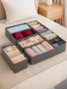 1/2/4pcs Non-Woven Fabric Drawer Organizer Boxes, Breathable & Foldable, Underwear & Socks Storage - Grey - View 10