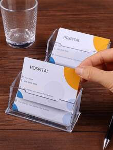 1个PVC透明名片夹桌面收纳架亚克力展示架盒塑料桌面名片夹办公用品 - 長方形 - 查看 4