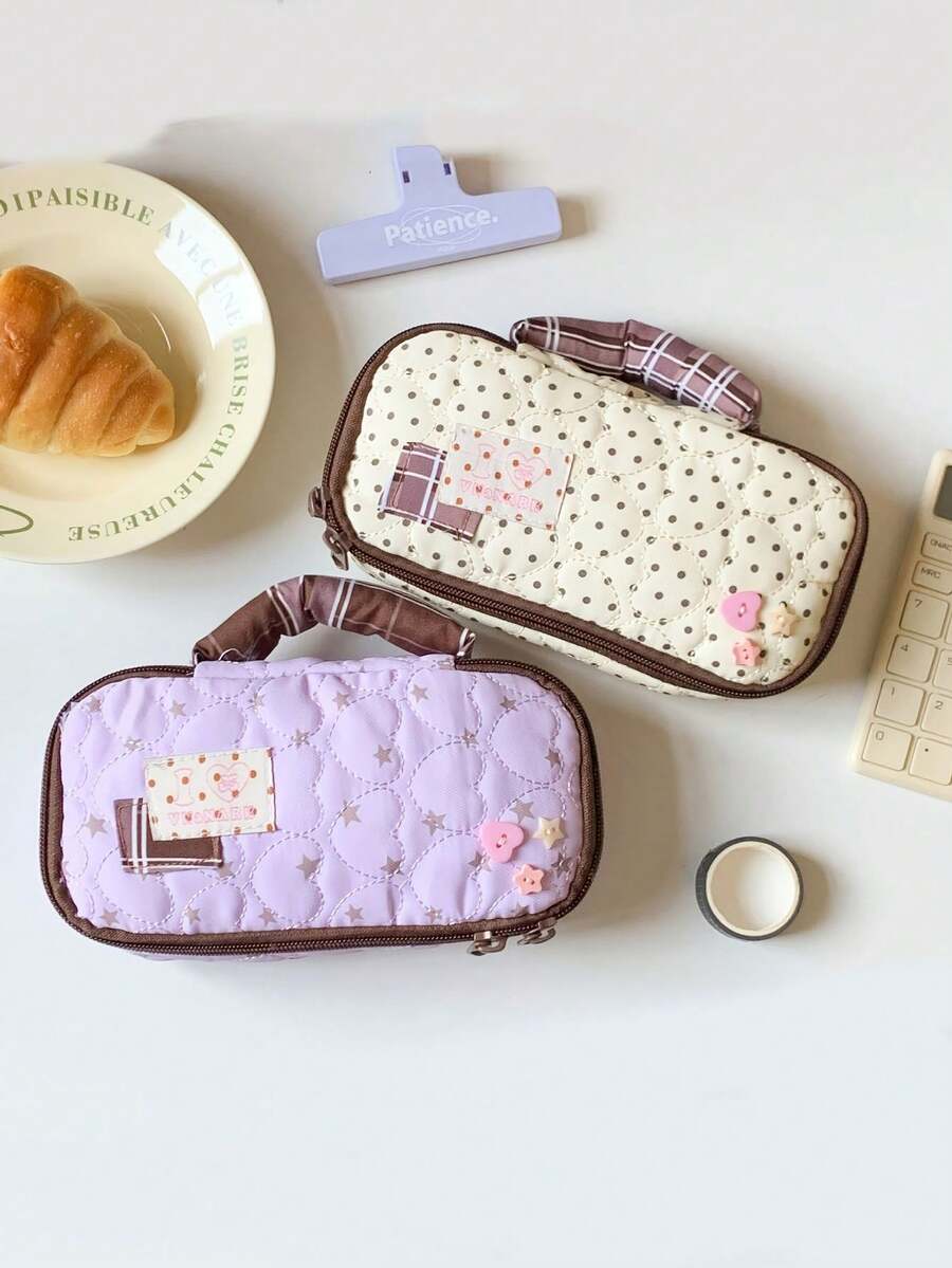 1 Hộp đựng văn phòng phẩm cho bé gái, đơn giản, dung tích lớn, phù hợp cho học sinh tiểu học và trung học.