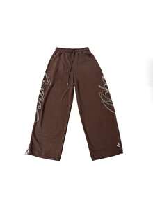 Quần nỉ đính đá lấp lánh, phong cách retro Mỹ, dáng rộng thoải mái, thích hợp cho khiêu vũ jazz, thích hợp mặc thường ngày. - màu nâu - Xem 4