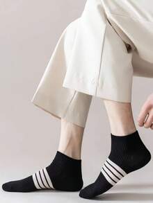 Spring & Autumn Men's Versatile Short Socks, Moisture-Wicking High-Quality Striped Athletic Ankle Socks - Multicolor - View 5