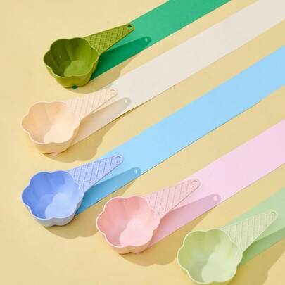 Multi-Color Flower-Shaped Pet Food Scoop, Durable Plastic Feeding Spoon For Dogs & Cats