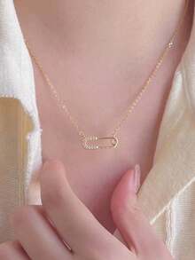 BALMORA 1 chiếc dây chuyền bạc S925 mạ vàng, đính đá Zirconia siêu nhỏ, thiết kế độc đáo, thanh lịch, thích hợp đeo quanh xương quai xanh, món quà sinh nhật tuyệt vời. - Vàng - Xem 2