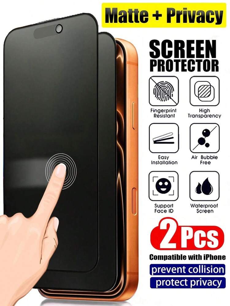 2pcs Matte Privacy Screen Protector Film, Compatible With IPhone 17 Pro Max [6.9 Inch] | Made Of TPU Soft Film (Not Tempered Glass/Ceramic Film), Shatter & Shock Proof | Privacy Function Ensures Screen Content Is Only Visible From The Front Screen Protection Essentials, Applicable To Daily Shield, Office, Home Daily Shield Office Home Phone Screen Protector Phone Accessories Anti-Spy Waterproof Shockproof Anti-Fall Scratch Resistant - Black - View 26