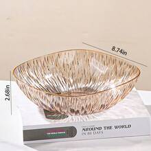 Luxury Fruit Plate, Household Living Room Tea Table Fruit Basket, Snack Candy Dry Fruit Display Plate - Amber Coffee - View 7