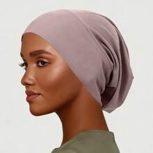 YPGVUO 1PC Solid Color Hijab Undercap, Soft Stretch Elastic Inner Cap, Wrinkle Back Design Headscarf Base Cap For Daily Wear & Ramadan(Runs Large) - A - View 20