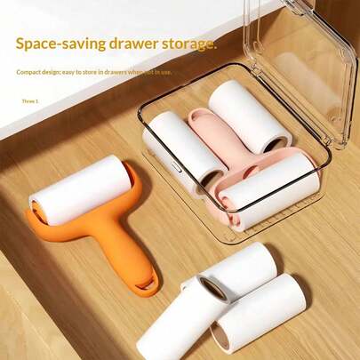 1个便携式经济型紫色纯色迷你粘毛滚筒刷，高密度纸卷，工艺高粘度，可去除绒毛，易于补充，适用于宿舍整理/出租房清洁/街头购物/衣物护理，一次性撕取式除尘粘毛滚筒，节省空间，毕业季/母亲节礼物，情人节，婚礼，玩具，包包挂饰，生日，房间装饰。