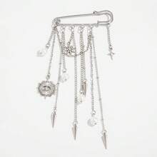 [Caliente] Estilo punk Flecos Cadena Remache y Colgante único Broche, Regalo de joyería de moda para mujeres, Adecuado para suéteres Vestidos Jeans Broche ajustable - Plateado - Ver 11