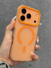 Matte Translucent Magnetic Case Compatible With IPhone 17 Pro Max 15 17 16 Pro 16 12 13 15 Pro Max 14 15 16 Plus 17Air Minimalist Frosted Shockproof Anti-Drop Soft Cases Shell - Orange - View 2