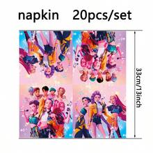 Hasbro Bộ đồ dùng tiệc sinh nhật KPOP 96 món, bao gồm đĩa 7/9 inch, cốc 9oz, dao nĩa, băng rôn sinh nhật, khăn ăn, khăn trải bàn, đồ dùng dùng một lần theo chủ đề anime cho sinh nhật và lễ tốt nghiệp. - Nhiều màu - Xem 8