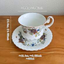 French Blue & Gold Rim Coffee Cup & Saucer Set, High-End Floral Pattern, Elegant Afternoon Tea Ceramic Cup & Saucer Set - Multicolor - View 12