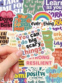 50Pcs Positive Affirmation Stickers School Teacher Supplies Student's Gift DIY Scrapbook Laptop Water Bottles Computer Phone Guitar Waterproof Decorative Sticker, School Supplies,Back To School - 多色 - 查看 3