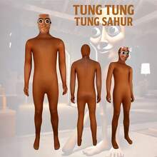 Tungtungtung Sahur Cosplay Stage Prop, Triple T Short Video Shooting Costume, Brainrot Animals Meme Wooden Stick Mask Funny Prank Prop, Halloween Gift - Multicolor - View 3