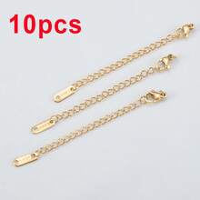 10 piezas de cadena de extensión con cierre de langosta de acero inoxidable, cadena ajustable para hacer collares y pulseras de joyería DIY - Cadena de extensión de acero inoxidable - Ver 11