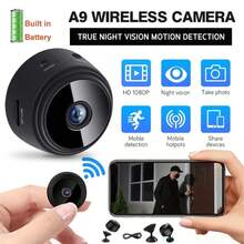 1/2pcs Mini Smart Camera, Home Security Camera, Battery & USB Dual Power Supply, Real-Time Remote Viewing Via App - Perfect For Home Monitoring, Mini Magnetic Camera, Supports 2.4G Wi-Fi Only, No 5G Wi-Fi Support - Black - View 2
