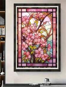 一套花卉钻石画套装 - 全钻圆形画布艺术品,DIY工艺品,适合家居装饰和节日礼物 - 圓鑽 - 查看 3