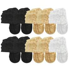 1/5/10 Pairs Women's Summer Solid Color Thin Socks, Lace Trim Transparent Mesh Sexy Socks, Soft & Comfortable - Multicolor - View 18
