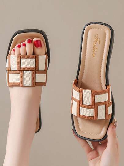 Women's Summer Sandals, New Fashionable Minimalist Women's Sandals, Ultra-Light Comfortable Casual Vacation Travel Brown Sandals, Personalized Soft Bottom Plastic Slippers, Lightweight Quiet Plastic Slippers For Indoor And Outdoor Use, White EVA Women's Slippers, Summer Young Women's Flat Sandals, Outdoor Travel Slippers Beach Comfortable Beach Shoes, Slippers, Home Slippers, Sandals, Women's Shoes