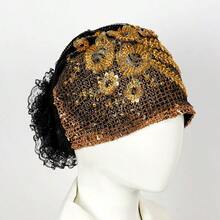 新款时尚凤凰尾拼接头巾帽，饰有亮片和精致蕾丝，可遮盖白发，是一款适合母亲佩戴的精美帽子，也适合女性佩戴。 - 彩色 - 查看 10