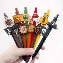 10pcs/Set Random Pirate Series Gel Pens, PVC Soft Sticker Gel Pens, Suitable For Students And Office Use - A - View 7