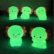 6/12pcs Glow-In-The-Dark Mini Resin Mexican Axolotl Figurines, Compact Mexican Axolotl Decor That Hides In Darkness, Suitable For Miniature Garden Landscape, Crafts, Party Favors (Random Color) - Multicolor - View 7