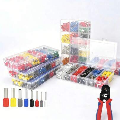 VE绝缘对接连接器套件，多种尺寸，带压接钳，冷压铜接线端子