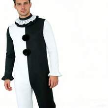 一套男士角色扮演服装，小丑造型，灵感来自美国电影，不含面具 - 黑與白 - 查看 6