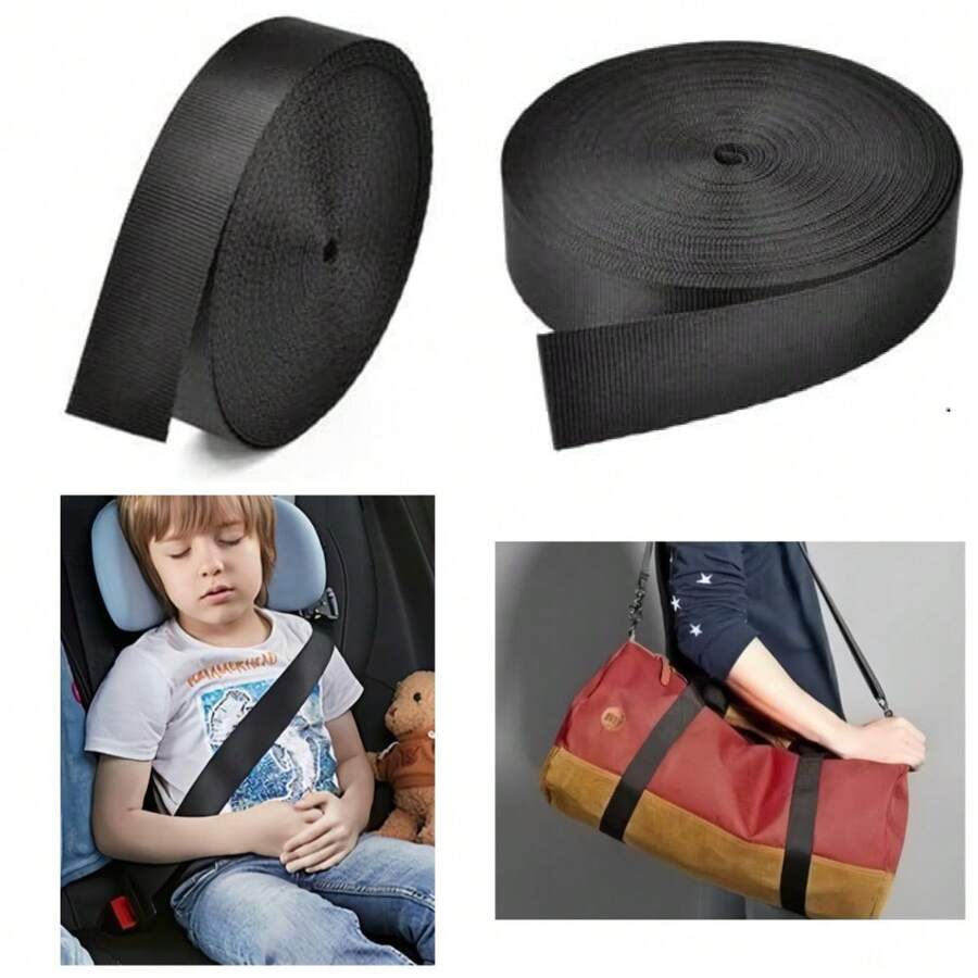 1 Inch Black Nylon Webbing Strap 10 Yards Heavy Duty Flat Webbing For Outdoor Gear Repair DIY Projects - 1 - View 1