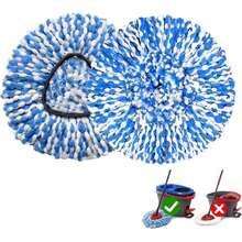 2 Paquetes de Cabezales de Repuesto Compatibles con OCeda, Recambio de Cabezal de Mopa Giratoria - Microfibra Esponjosa, Lavable y Fácil de Reemplazar - Azul + 2 unidades (paquete de 1) - Ver 1