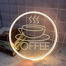 Coffee Neon Sign, Coffee And Tea Neon Sign, LED Coffee Bar Wall Art Sign Suitable For Coffee Station, Tea Bar, Restaurant, Country Style, Kitchen Decor - Coffee Lamp - View 6