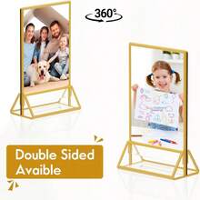 6pcs Transparent Acrylic Sign Holder With Gold Frame And Vertical Stand, 4"X6" (10x15cm) - Double-Sided Tabletop Menu Display Stand For Wedding Table Numbers, Restaurant Signage, Photo And Art Exhibition - T-gold - View 8