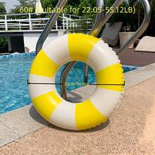 1PC Yellow Retro Striped Blue Swimming Ring Thickened Underarm Float For Kids Sweet Little Girls Summer Vacation Party Universal - Yellow - View 10