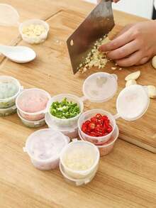 50pcs/Pack Disposable Seasoning Containers With Sealed Lids, Suitable For Takeout, Sauce Dishes, Integrated Chili Sauce And Soy Sauce Small Plate Compartment Boxes - Multicolor - View 1