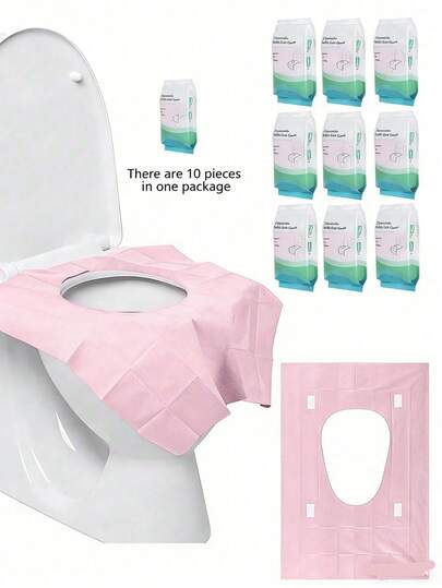 60pcs Disposable Toilet Seat Covers, 40*60cm Extra Long Outdoor Travel Hotel Maternity Travel Supplies Adhesive Toilet Seat Pad Paper, Waterproof Portable, Suitable For Hotels, Public Places, Travel, Leisure Clubs And Home Use, Bathroom Decor, Autumn Decor