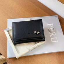 心形蝴蝶结三折钱包，韩版简约时尚女士大容量卡包 - 彩色 - 查看 8