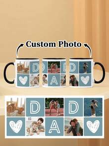 1pc 11oz Photo Mug For Dad, Father's Day Mug, Multiple Photos Can Be Customized, A Birthday Gift For Dad, Customized Family Mug, A Water Mug Exclusive To Dad, A Photo Memento Gift, Anniversary Gift. - Style 4 - View 13