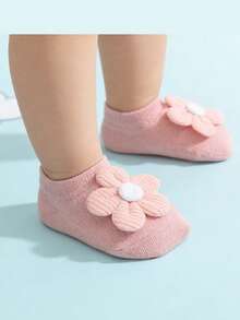 4 Pasang Kaos Kaki Pendek Motif Bunga untuk Bayi/Balita Perempuan, Warna Polos, Sol Anti Selip, Cocok untuk Semua Musim - MultiWarna - View 10