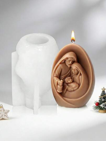 3D Jesus And The Virgin Family Candle Molds Resin Molds,Religion Figures Wax Melt Plaster Mould Silicone Molds Virgin Mary Holds The Baby Candle Molds Silicone Resin Mold For DIY Craft Supplies Home Decor