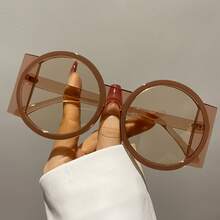 New Stylish Large Round-Frame Glasses For Women And Men, Featuring A High-End Dual-Tone Design,  And Versatile, Suitable For Parties, Performances, And Everyday Wear - Trà Trà - Xem 3
