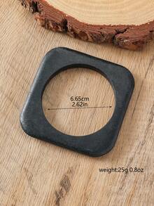 Elegant Multi-Layer Geometric Wooden Bracelet, Luxury Square Wooden Bangle - Bracelet - View 6