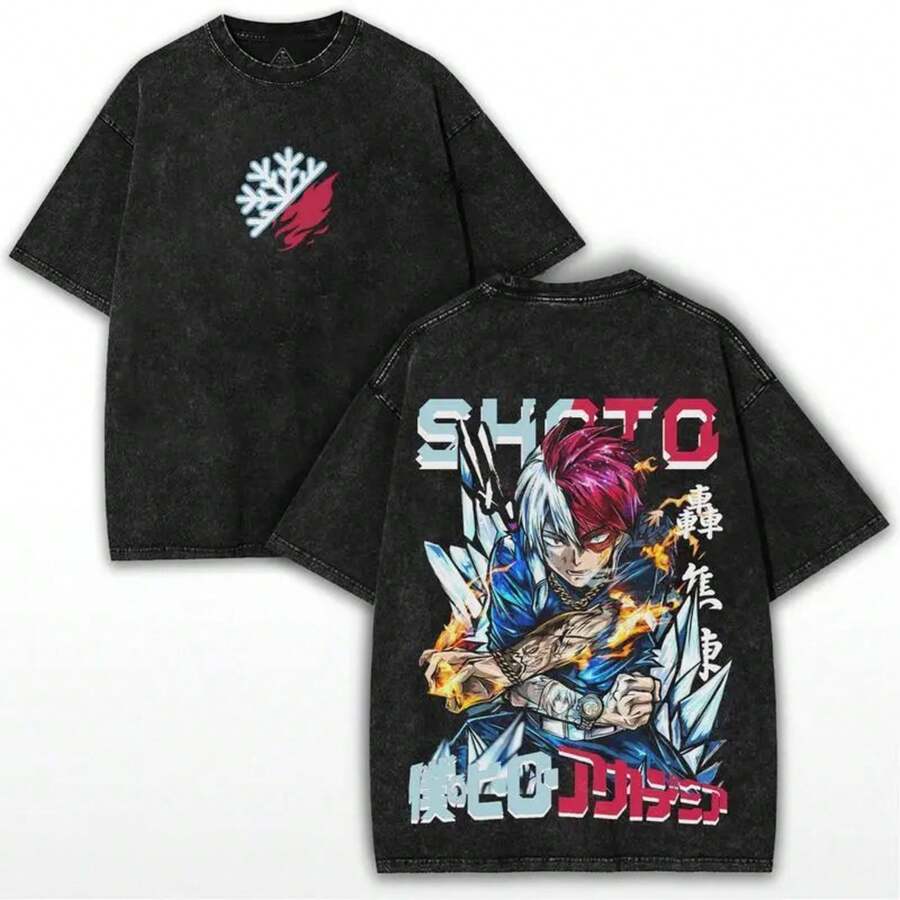 VintageMy Hero Academia Shoto Anime Graphic Tee - Stylish Unisex T-Shirt For Fans Of Epic Anime Adventures And Hero Vibes - màu đen - Xem 1
