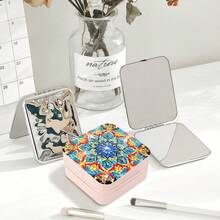 Bộ hộp đựng trang sức tranh đính đá, họa tiết hoa Mandala, chất liệu vải không dệt, túi đựng mỹ phẩm tranh đính đá pha lê dùng để đựng bông tai, nhẫn, vòng tay, dây chuyền và các vật dụng nhỏ khác. - Xem 16